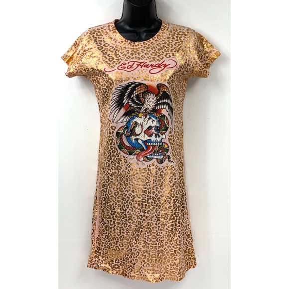 short sleeve animal print dress